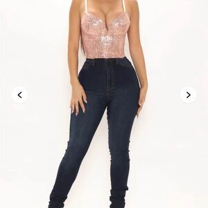 Fashion Nova Glittering Pink Crop Top